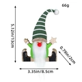 Gnome de Noël en bois avec chapeau rayé vert et étoile, dimensions 13cm x 8,5cm - Vert