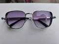 Detail of steampunk square sunglasses with purple gradient lenses and silver metal frame - Silver Frame Double Grey Lens