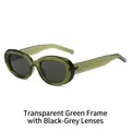 Retro-Oval-Sonnenbrille mit transparentem grünem Rahmen und Sternnieten an den Bügeln - Transparenter grüner Rahmen Graue Gläser