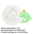 Witte siliconen vorm met groene dolfijn met kroon voor fondant taart decoratie - 6# Grijs Dolfijn Vorm (17-134)