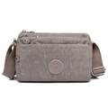 Bolso bandolera de nailon gris con múltiples bolsillos con cremallera y correa - Gris Mate