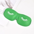 Breathable 3D green sleep eye mask with cute white eyelash pattern on white surface - Standard Eyelash Style / Green