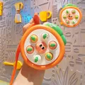 Cute orange-shaped stress relief squeeze toy keychain with pressable buttons and lanyard - Carrot Style-Orange
