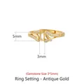 S925 sterling silver antique gold ring semi-mount with 3x5mm oval stone setting - Antique Gold (3*5mm)