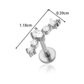 Silver stainless steel marquise zircon labret stud with curved crystal drop design - Arch Cluster Style (0196-3#) / Silver