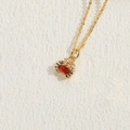 Golden crab pendant necklace with red resin gemstone and sparkling zircon crystals - Red Zirconia Crab Style (XL2629)