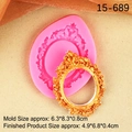 Pink silicone Baroque photo frame mold with a golden vintage relief DIY sample - Pink
