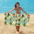 Tropical double-sided fleece beach towel with flamingo and parrot diamond pattern print - B30-Tropical Flamingo and Parrot