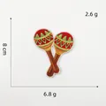 Detailed size view of maracas embroidery patch with 8cm height measurement - Mexican Patch 8# (Maracas)