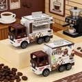 Mini alloy coffee truck pull back toy car, cute miniature coffee shop display model gift for kids. - Coffee Food Truck Keychain