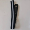 Adjustable black elastic buckle-free belt with white stripes and leather ends - Blue White Blue