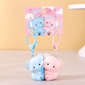 Pink and blue cartoon magnetic elephant couple keychains with heart backing card - Magnetic - Elephant Couple Pair / SKU Price for One Pair