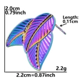 Iridescent 304 stainless steel leaf earrings showing exact dimensions and weight details - Leaf Shape (D55) / AB Color