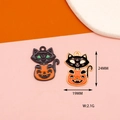 Detail view of black cat pumpkin alloy charms for Halloween DIY jewelry and crafts - Black Spray Paint / Black Cat Pumpkin