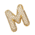 18K gold plated letter M balloon pendant with sparkling pavé zircons for necklaces - M (Single Pendant)