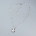 Collana con pendente luna e stella in argento S925 con zirconi e catena a O regolabile - Argento 925 / Oro Bianco