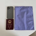 Purple nylon organizer pouch with zipper shown with a phone and passport for scale - 30*23 / Violet Blue