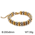 Minimalist beaded bracelet with alternating gold and silver metal spheres and lobster clasp - 8mm Bracelet / Two-tone Gold & Silver (KB129462-Z)