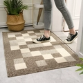 Zerbino antiscivolo a scacchi marroni e beige con trama intrecciata e resistente - 50x80cm / Leo Scacchiera - Marrone