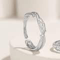 Anello regolabile in argento sterling 925 con trama a corteccia e finitura minimalista - Argento 925 / Anello a Spina da Uomo