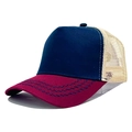 Drei farbige Baumwoll-Mesh-Basecap in Navy, Burgund und Beige für Outdoor-Sonnenschutz - Verstellbar (56-58cm) / Rosérot & Marine