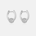 Detailed macro view of S925 silver hoop earrings with sparkling pavé zircon ball drops - 925 Silver / Platinum White Stone
