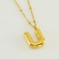 Collar con colgante letra U burbuja hinchada chapado en oro de 18 quilates - Letra U Dorada