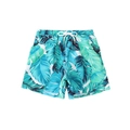 Badeshorts für Jungen mit tropischem Palmenblatt-Print und verstellbarem Kordelzug - 152 / Großes Blaues Blatt