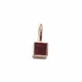 Rose gold round hoop earring featuring a square red birthstone glass pendant accessory - Rose Gold July