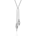 Collier hip hop en acier titane argenté avec pendentif créatif en forme de prise audio - Longueur de la chaîne 70cm / Argenté