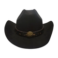Chapeau de cow-boy noir en suédine avec un emblème d'étoile dorée vintage - Taille unique / Noir