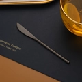 Matte black 304 stainless steel dinner knife on a luxury leather placemat - Dinner Knife / 150mm / Black