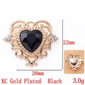 Black crystal heart baroque alloy pendant charm in KC gold plating for DIY earrings - Black (KC Gold Plated)