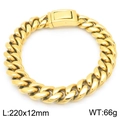 Bracciale a catena Miami dorato da 12mm con chiusura a scatola e dettagli da 220mm - Bracciale Color Oro (KB188228-KJX)