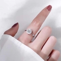 Adjustable silver rotating ring with sparkling micro-pave crystals for women - Silver Rotating Adjustable Ring