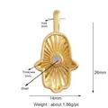 Golden Hamsa Hand lucky charm pendant with shell inlay for DIY jewelry 26x14mm - Pink Shell Hamsa Hand