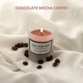 Frosted glass jar scented soy candle in Chocolate Mocha coffee scent with brown wax - Frosted Coffee - Silky Chocolate Mocha
