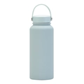 Insulated stainless steel wide-mouth water bottle in matte mint green finish - Cyan White