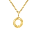 Goldene 2mm Panzerkette mit einem runden Anhänger mit strahlender Sonnenstrahl-Textur - Gold (O)