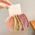 Five elastic mesh hair ties in white, pink, green, camel, and purple for high ponytails - Set of 5 / 5# Light Color Mesh (Single Approx 6x3cm)