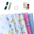 6-sheet Valentine and Birthday wrapping paper set with ribbons and thank you stickers - Wrapping Paper and Accessories Set / 50x70cm