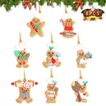 Set of 8 gingerbread man Christmas ornaments in chef poses with golden strings - Chef Style Gingerbread Man (8Pcs)