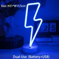 Blue lightning bolt LED neon light sign with circular base for desk decor 31x11.5cm - Lightning Bolt Blue Light