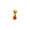 Mini 18K gold plated zodiac pendant featuring a round orange gemstone and bead loop - July (Ruby Color) - Gold