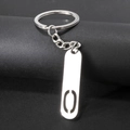 Polished silver metal rectangular keychain with oval cutout and mirror finish - Letter O