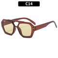 Retro pilot sunglasses with amber frames and yellow lenses in a double bridge design - Tea Frame Light Green Lens