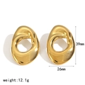 Pendientes de remolino geométricos bañados en oro de 18k para mujer con 39mm - Ovalado Hueco Irregular (TE60645-G) / Dorado