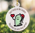 Funny Christmas ornament with humorous condom illustration and quote for friends - T (7.5*7.5) Humorous Condom Quote - Round White