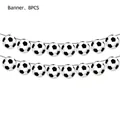 Soccer party banner set with black and white football patterns for sports theme decor - Soccer Circle Banner 8PCS