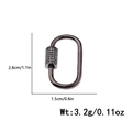 Macro view of gunmetal screw carabiner pendant with cubic zirconia inlay and dimensions - Gunmetal Oval Style (DBN007-3)